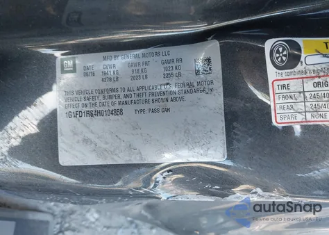 2017 Chevrolet Camaro 2Lt z USA, uszkodzony, nr VIN 1G1FD1RS4H0104858